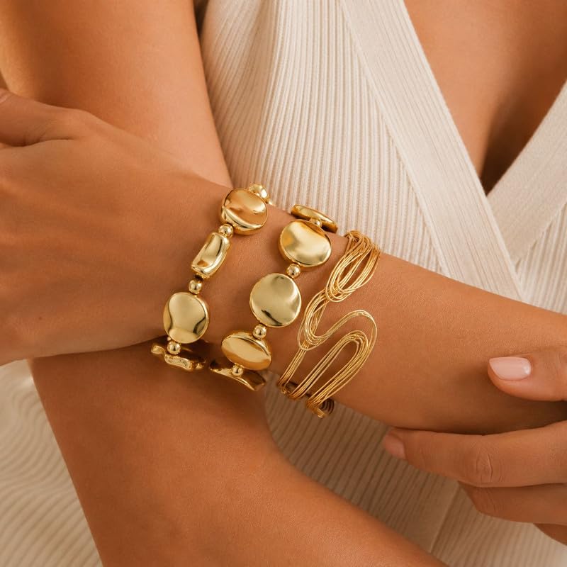 Gold and Silver Chunky Bangles for Women Non Tarnish Stackable Jewelry Gift fall fashion jewelry womens fashion