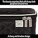 Ellis James Designs Large Travel Makeup Bag Organizer - Cosmetics Train Case Toiletry Bags for Women - Black - With Handle & Make Up Brush Holders - Professional Hair Dryer Cases & Beauty Storage