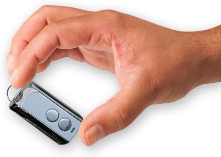 Beninca remote control held in a hand.