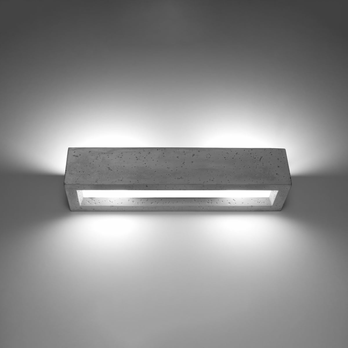 SOLLUX lighting Vega Wandleuchte Innen aus Beton – Wandbeleuchtung für Wohnzimmer und Esszimmer – Lampe für Flur, Betonlampe 50 x 12 x 10 cm