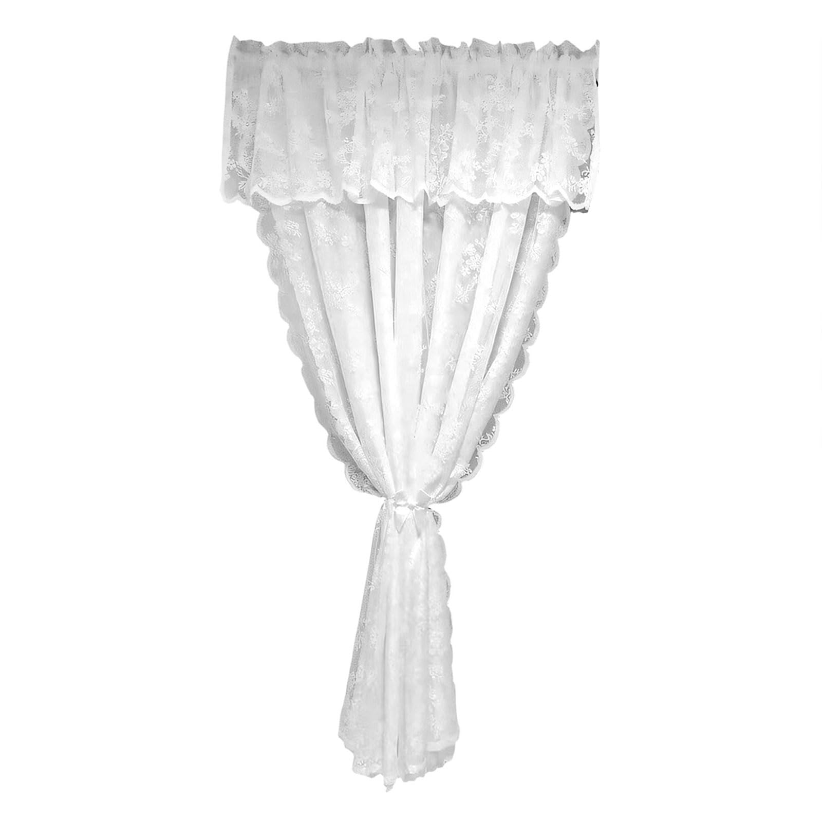 Tsophreniq Artistic Rod Pocket Design Sheer Fabric Window Curtain French Valance Light Filtering Sun Filtering Window Drape