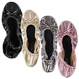 Sidekicks Foldable Ballet Flats Shoes w/ Carrying Case GOLD MEDIUM