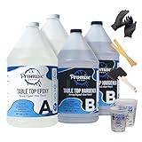 Promise Epoxy Clear Table Top Epoxy Resin 4 Gallons (2 Gallon Resin Plus 2 Gallon Hardener) Bundle Kit with Accessories - DIY Kit, Food Safe, Crystal Coating, Self-Leveling