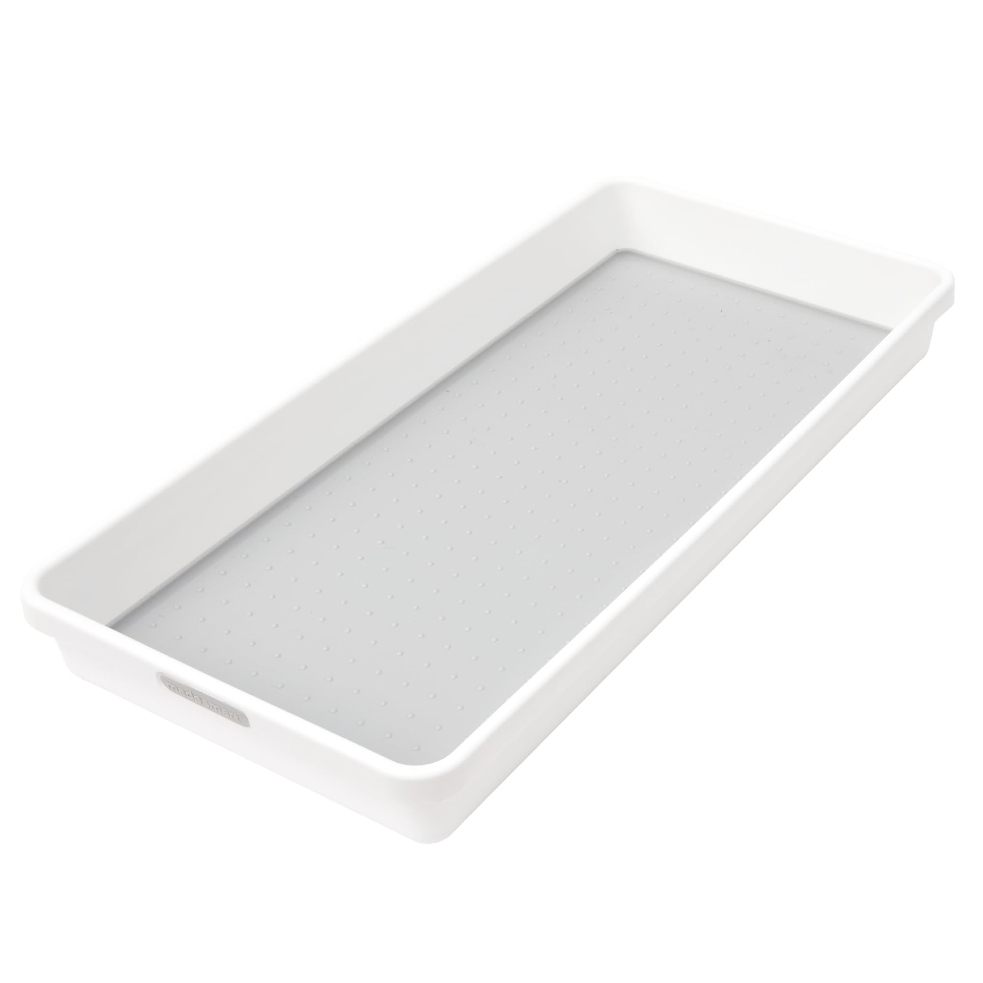 madesmart Organizer Bin Non-Skid Feet 15.5" X 6.6" X 2.1" Plastic White With Gray