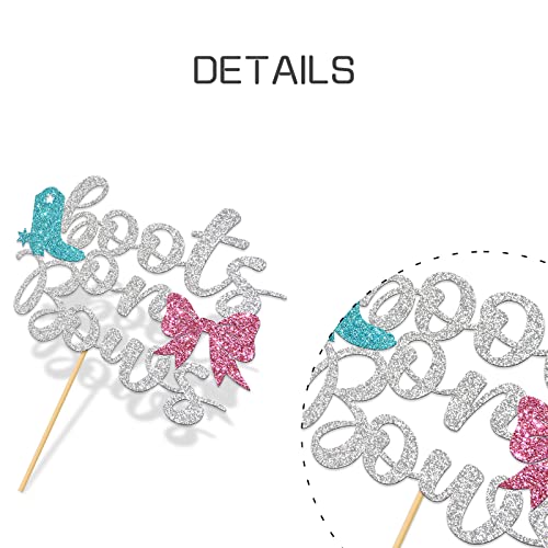 Webenison Boots Or Bows Cake Topper Gender Reveal Boy Or Girl Cake Topper/Baby Shower Party Decorations Blue Pink Glitter #TOP2