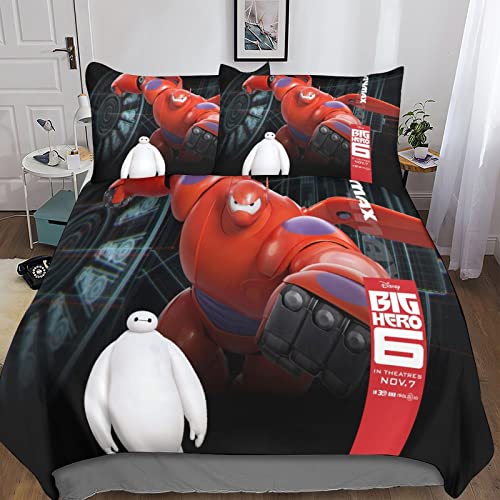 Baymax Juego De Ropa De Cama Conjunto De Tres Piezas, Funda De Edredón con Estampado De 3D,...