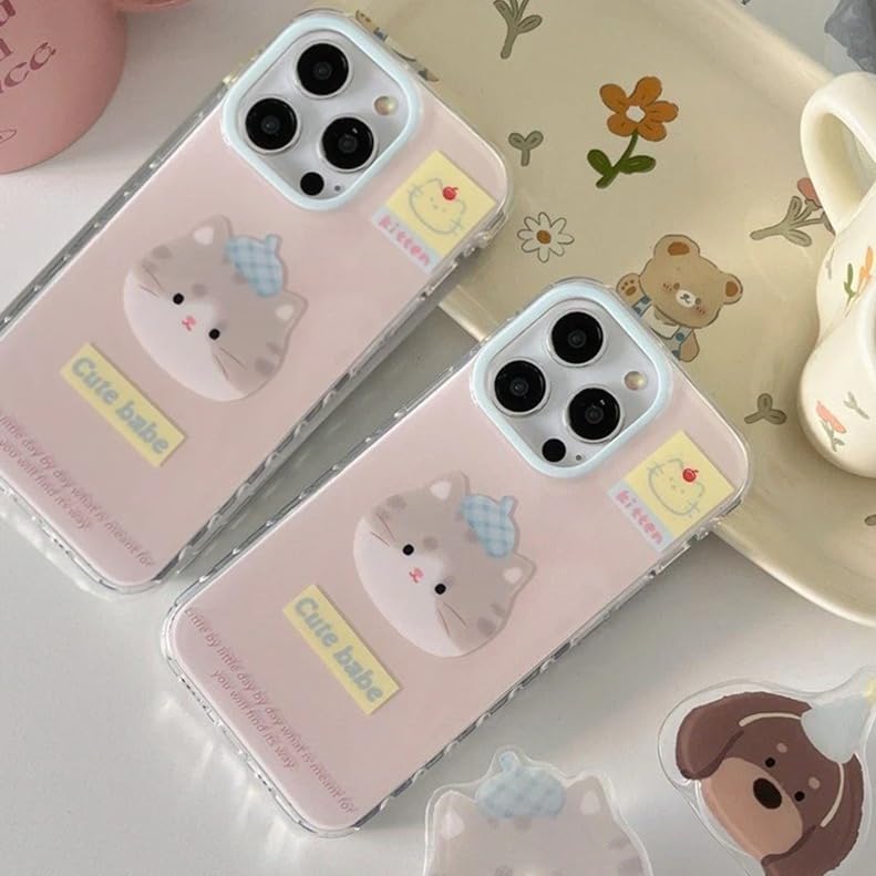 Image of Peeperly Back Cover Case for iPhone 13 Pro Max Scratch Resistant Anti-Slip TPU Shockproof Protective Durable Paws and Play Cartoon Cat Phone Gripper Case for Girls & Women