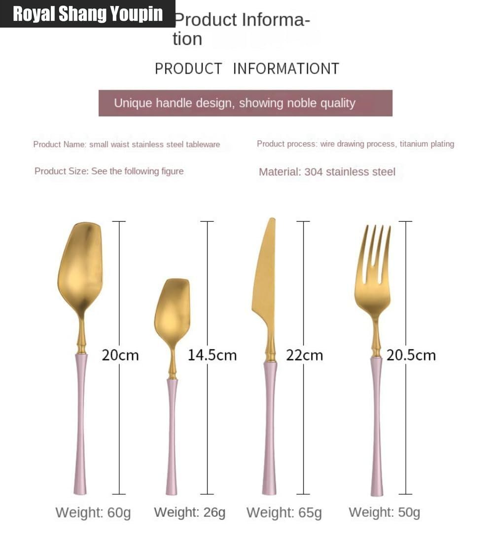 Squisita Piccola Vita Barbarica Oro Rosa Cucina Acciaio Inossidabile Posate Stoviglie Posate Set Di Posate Casa Ristoranti Banchetti Coltello Da Bistecca E Forchetta Cucchiaio Da Insalata (16 pezzi)