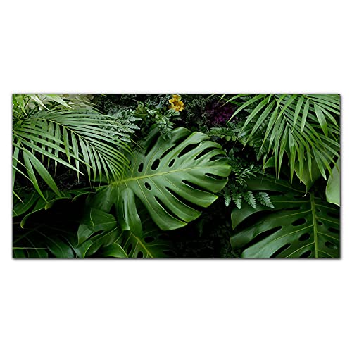 Photo sur verre jungle tropicale pour salon moderne 100x50cm