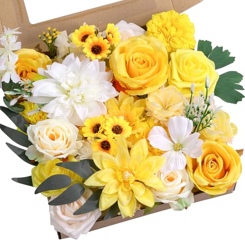 Artificial Flowers Combo Box Yellow Fake Flower for Wedding Decorations