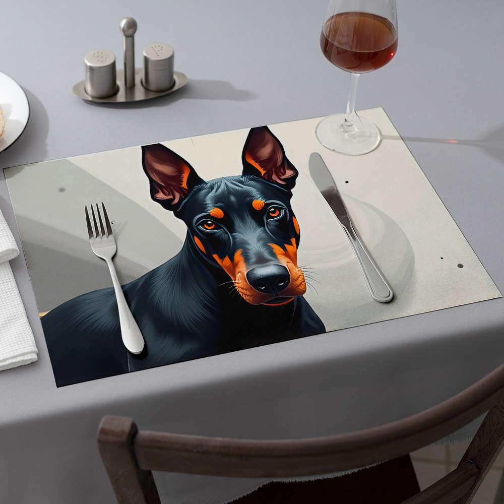 Set de table lavable motif chien noir et marron pour éviter les taches sur la table de cuisine
