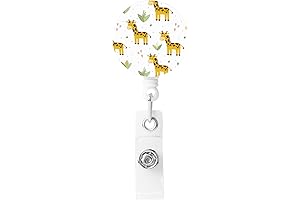 Cute Smile Giraffe Badge Reel with Retractable Key Chain and 360 Degree Rotation