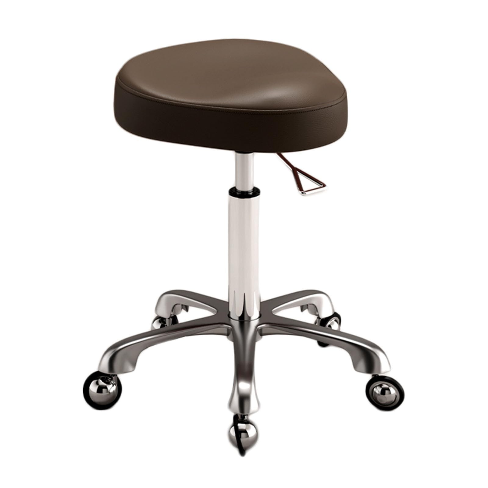 Saddle Stool Ergonomic Saddle Chair Rolling Saddle Stool with Wheels Adjustable Hydraulic Stool with Wheels Suitable for Use in Offices, Dressing Rooms Etc. (Brown)
