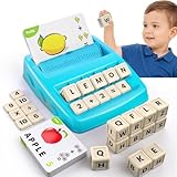 Educational Toys for Kids Ages 3-8,Learning Games for Kids 3-8, Matching Letter Spelling Math Game, Prescool Birthday Party Gifts for 3-8 Year Olds Boys Girls Light Blue