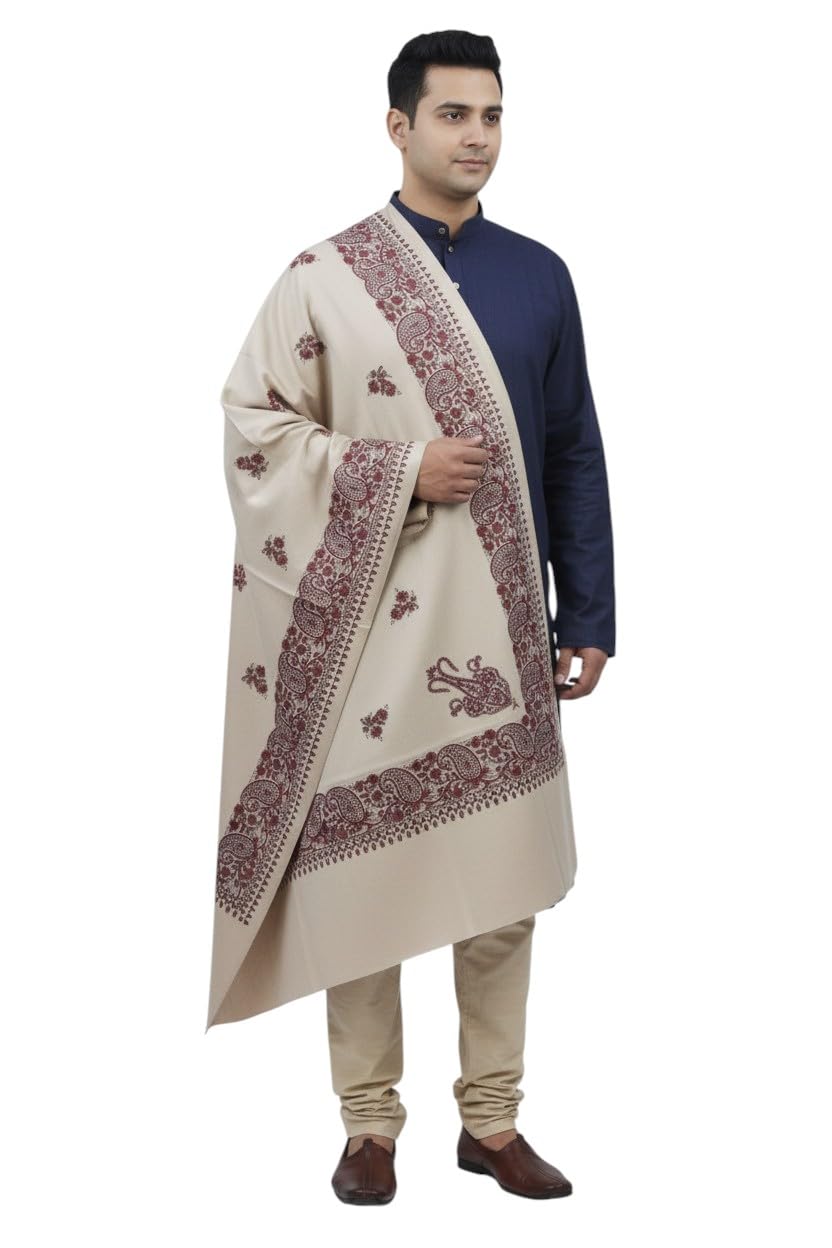 v vrinde Vrinde Grey Wool Printed Men's Shawl KA-SWL-19-picture-27
