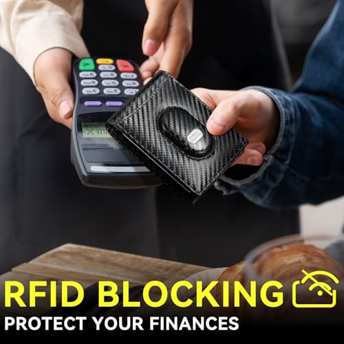 furid Mens Wallet for Samsung Galaxy SmartTag2: Slim Minimalist Wallet Compatible with Samsung Tracker Tag - RFID Blocking Bifold Leather Wallet with Money Clip3