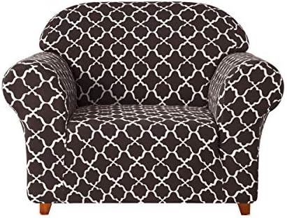 TIKAMI 1-Piece Sofa Slipcovers Spandex Printed Stretch Couch Covers Floral Anti-Slip Furniture Protector for Living Room(Small,Chocolate)