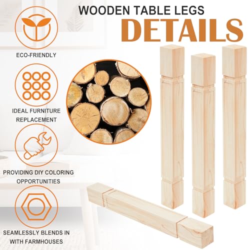Threehoney 2 Pcs Wooden Farmhouse Table Legs, 35.5" x5'', Raised Panel by Threehoney - Used condition - Image 3