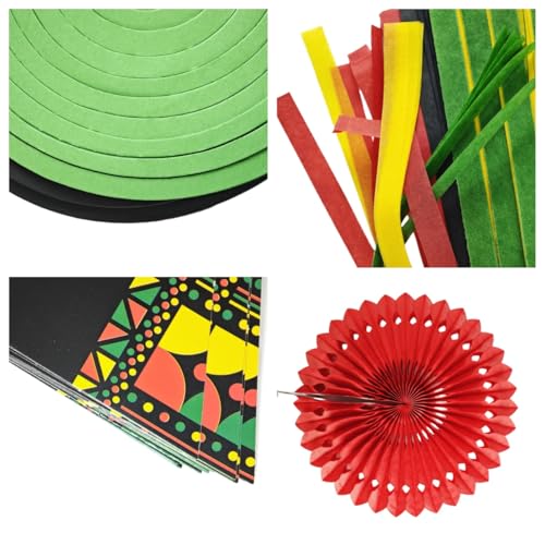 LOONELO Black History Month Party Decoration Set, February Holiday Black Pride Banner, Swirls, Tassel Garlands, Paper Fans for African American History Festival Home Celebration Decorations