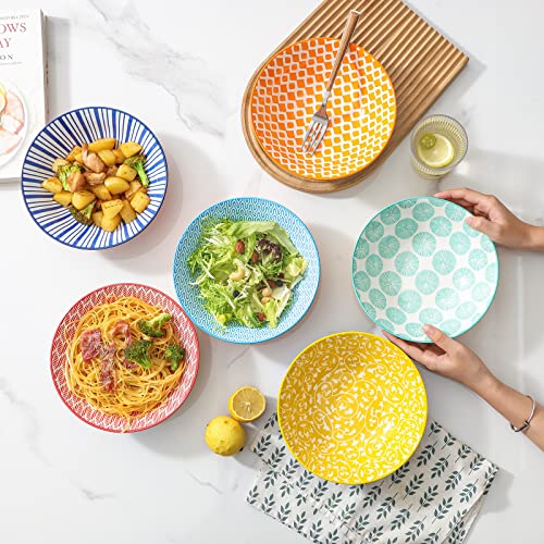 Kitchentour 30Oz Large Pasta Bowls Soup Bowls - Ceramic Salad Bowls Serving Bowl - 8 Inch Wide And Shallow Bowls - Dishwasher And Microwave Safe - Set Of 6 #TOP3