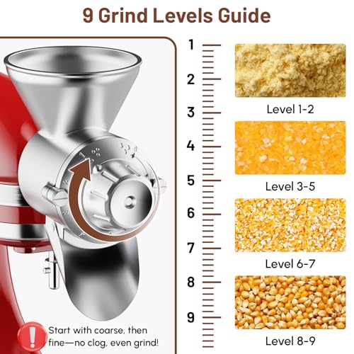 Image of HOZODO Grain Mill Attachment for KitchenAid Stand Mixer, All Metal