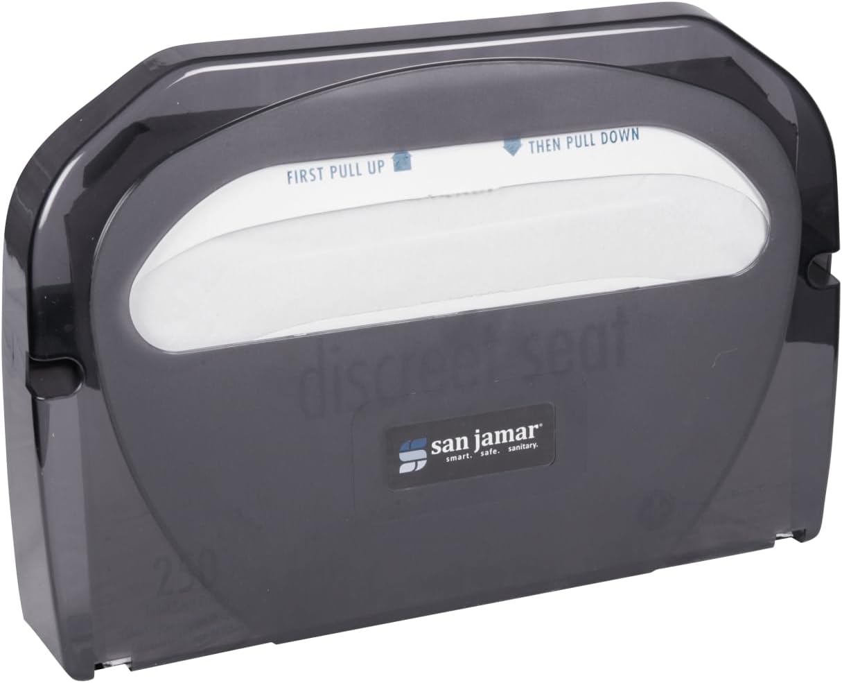 San Jamar TS510TBK Toilet Seat Cover Dispenser, Black Pearl