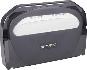 San Jamar Plastic Toilet Seat Cover Dispenser Wall Mount Standard Toilet Seat Cover Holder, Durable Plastic, 16.5 x 12in, Pearl Black