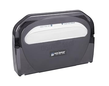 San Jamar Plastic Toilet Seat Cover Dispenser Wall Mount Standard Toilet Seat Cover Holder, Durable Plastic, 16.5 x 12in, Pearl Black