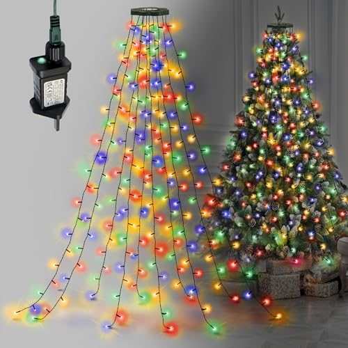 NETTA Christmas Tree Lights 2m x 10 Strands 200 LEDs Fairy Lights for 5ft-7ft Christmas Tree, Decoration String Light for Indoor and Outdoor use - Multi Colour
