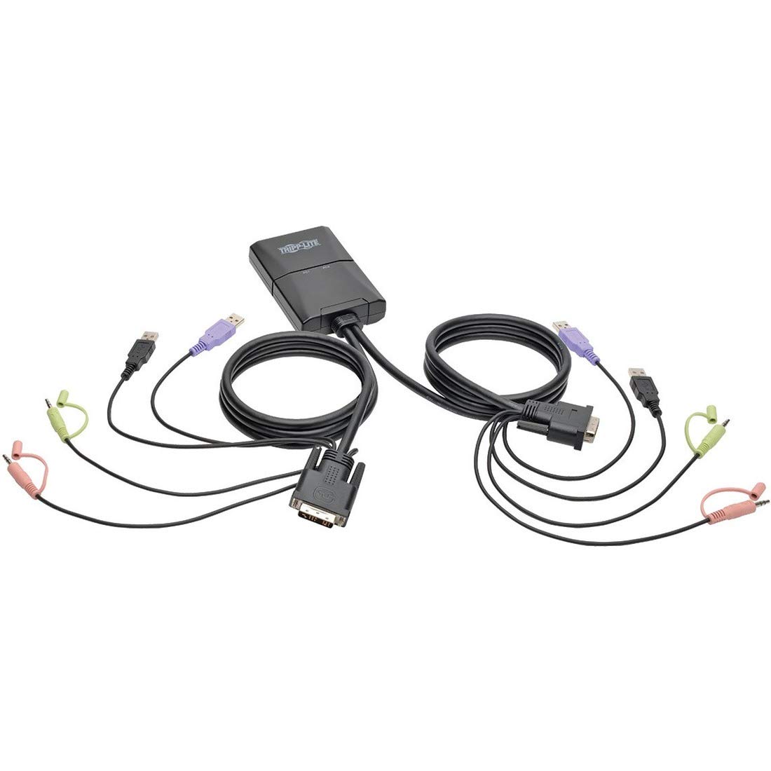 Tripp Lite 2-Port USB DVI Cable KVM Switch with Audio, Cables & USB Peripheral Sharing, 1920 x 1200, 1080p (B032-DUA2)