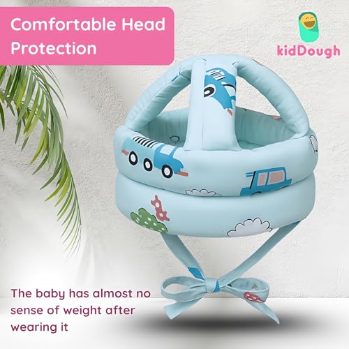 Image of Kiddough Head Protector for Baby Safety | 6 Months-3 Years, Baby Safety Helmet | Proper Air Ventilation for Kids and Toddlers | Secure, Fit & Comfort Lightweighted Helmet (Car Print) (Car Print)