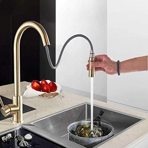 Robinet évier mélangeur en fini brossé avec bec pivotant et pulvérisateur design