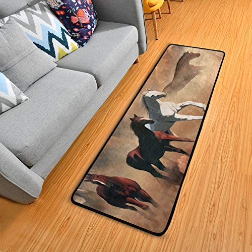 Horse in Desert Runner Rug Non-Slip Floor Mat