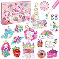 Maqhpu 5D Diamond Painting Schlüsselanhänger, Bastelset Kinder ab 6 Jahre, Einschulung Mädchen Schultüte Füllung, 14 Stück Diamant Painting Kinder, Schulanfang Mädchen Geschenke 4-12 jahre