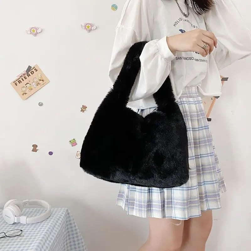 Sac à Main En Fausse Fourrure Moelleuse Pour Femmes - Fourre-tout 33x29cm, Bandoulière, Doux Et Spacieux