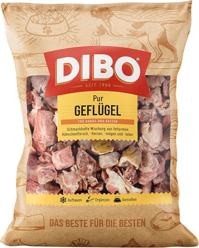 DIBO Geflügel, 3 x 2.000g-Beutel, Tiefkühlfutter, gesunde, natürliche Ernährung für Hunde und Katzen, Barf Fleisch