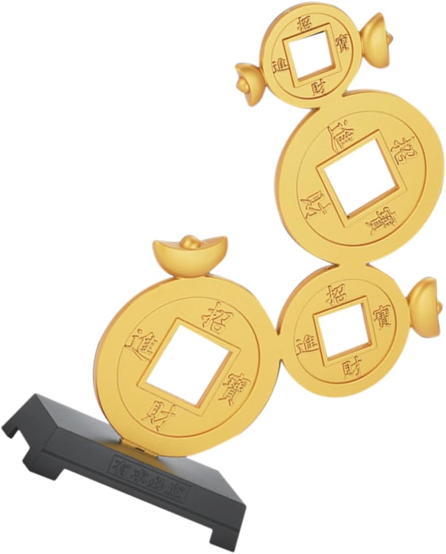 SOLUSTRE Copper Coin Wealth Decor Statue for Desktop Bedroom Zinc Alloy