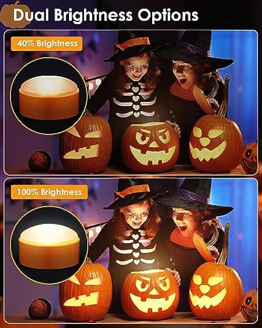 Luditek 2-Pack Halloween LED Pumpkin Lights with Remote and Timer, Battery Operated Orange Jack-O-Lantern Light for Halloween Decor, Flameless Candles for Pumpkin Decorations
