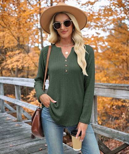 Womens Sweaters Fashion Long Sleeve Shirts V Neck Pullover Trendy Casual Loose Fit Sweatshirt2