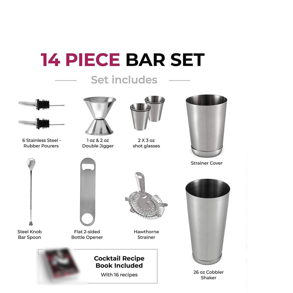 Juego de batidora Boston, herramientas for mezclar en barra 15 piezas con recetas