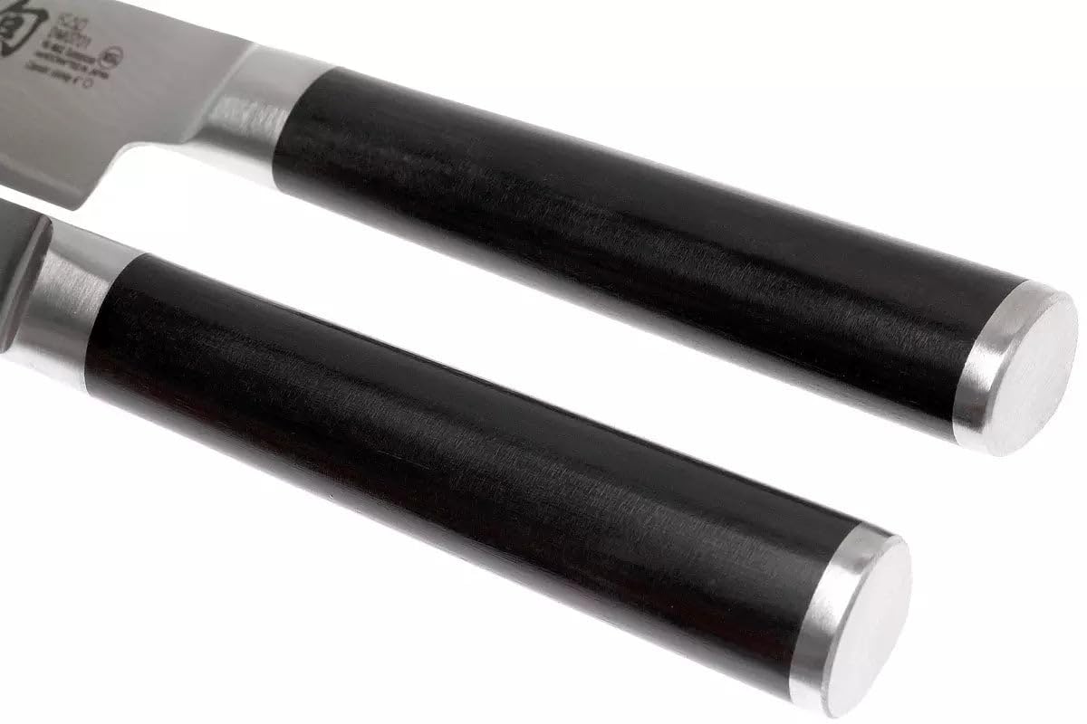 KAI Shun Classic set di coltelli da cucina giapponesi 2 pezzi - Coltello multiuso lunghezza lama 15 cm + Coltello da officina lunghezza lama 9 cm - Coltelli damascati 32 strati VG MAX Core - 61 (±1)