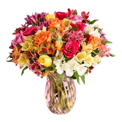 1800 Flowers – Assorted Bright Roses & Peruvian Lilies Double