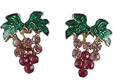 *Versand per Deutsche Post* Ausgefallene Ohrringe Ohrstecker Stecker Straß Stein Strass Traube Rebe Wein Enamel pink - weiß *1782*
