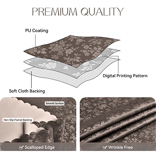 Romanstile Rectangle Vinyl Tablecloth,100% Waterproof Heavy Duty Oil Spill Proof Stain Resistant Plastic Pu Table Cover With Flannel Backing For Kitchen/Dining/Parties（Rose Coffee, 60 X 84 #TOP1