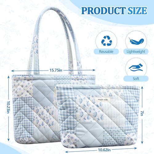 Bolsa Tote Acolchada Floral 2 Pzs para Mujer con Cremallera miniatura 4