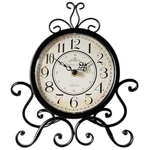 HZDHCLH Vintage Table Clocks for Living Room Bedroom Decor, Silent Decorative Farmhouse Shelf Clock Battery Operated, Small Rustic Mantel Clock with Roman Numerals (Black,11 inch)