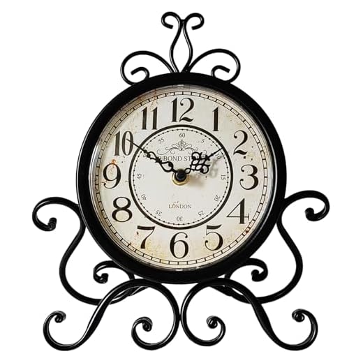 HZDHCLH Vintage Table Clocks for Living Room Bedroom Decor, Silent Decorative Farmhouse Shelf Clock Battery Operated, Small Rustic Mantel Clock with Roman Numerals (Black,11 inch)