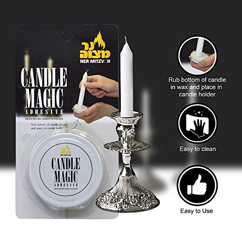 Ner Mitzvah Candle Magic - Candle Wax Adhesive - Candle Glue - Helps Secure Candles In Holder - 2 Pack #TOP1