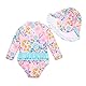 BONVERANO Baby Mädchen EIN stück Langärmelige-Kleidung UV-Schutz 50+ Badeanzug mit Badekappe…(Rosa-Rose,24-36Monate…