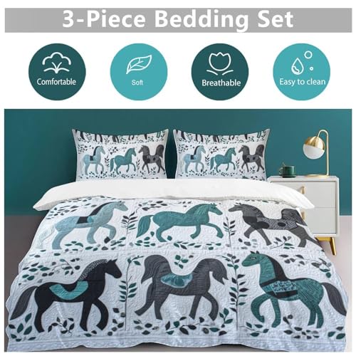 Parure de lit cheval patchwork housse couette microfibre douce enfant - 6